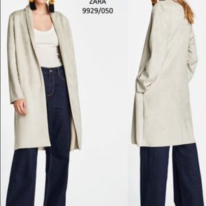 BLUSH Open Front Faux Suede Zara Coat